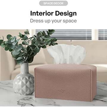 carrotez Tissue Box Cover, [Refined] Modern PU Leather Rectangular Tissue Box Holder - Decorative Holder/Organizer for Bathroom Vanity Countertop, Night Stands, Office Desk 9.5"X5"X5" - Rose Pink