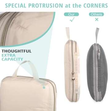 See Through Expandable Compression Packing Cubes, Mesh Travel Packing Cubes for Suitcases, Lightweight Organizers Bag Set for Travel Essentials for Luggage(Beige,6 Set)
