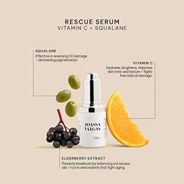 Joanna Vargas Rescue Serum. Concentrated Vitamin C Face Serum Improves Skin Tone, Hydrates and Reveals Radiant Glow. Antioxidant Packed Formula that Clarifies and Protects (1 oz)