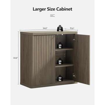 SICOTAS Buffet Cabinet with Storage Sideboard Accent Modern Credenza with Doors & Shelves Fluted 34....