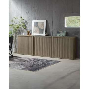 SICOTAS Buffet Cabinet with Storage Sideboard Accent Modern Credenza with Doors & Shelves Fluted 34.6" Tall Media Console Mid Century Coffee Bar Table for Living Room Kitchen Dining Room Hallway