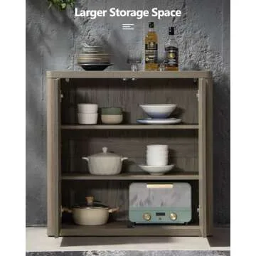 SICOTAS Buffet Cabinet with Storage Sideboard Accent Modern Credenza with Doors & Shelves Fluted 34.6" Tall Media Console Mid Century Coffee Bar Table for Living Room Kitchen Dining Room Hallway