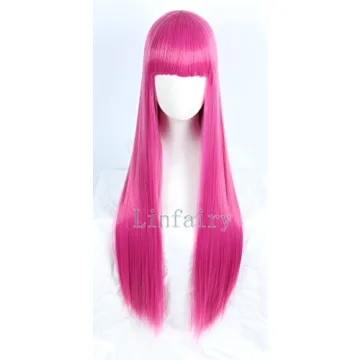 Anime Hot Pink Long Hair Wig for Cosplay and Halloween