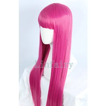 Anime Hot Pink Long Hair Wig for Cosplay and Halloween