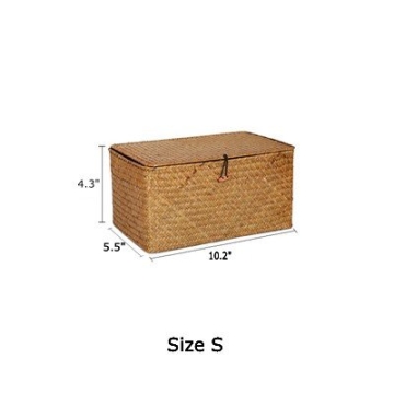 DOKOT Seagrass Storage Basket with Lid for Home Organizing
