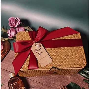 DOKOT Seagrass Storage Basket with Lid for Home Organizing