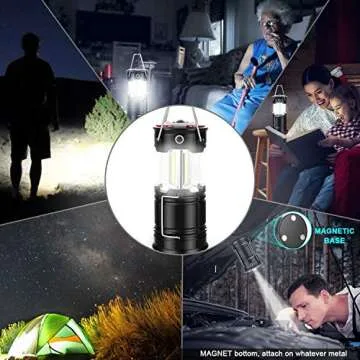 2 Pack Lantern Camping Essentials Lights, Led Flashlight for Power Outages, Tent Lights for Emergency, Survival Gear and Supplies for Hurricane, Rechargeable and Battery Powered Operated Lamp