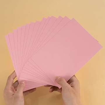 100 Pack Thick Paper Cardstock Blank Heavy Cards Stock for Invitations, Greeting Cards Making, Postcards, Photos, 250GSM Thick Paper (Pink, 4x6 inches)
