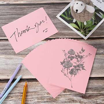 100 Pack Thick Paper Cardstock Blank Heavy Cards Stock for Invitations, Greeting Cards Making, Postcards, Photos, 250GSM Thick Paper (Pink, 4x6 inches)