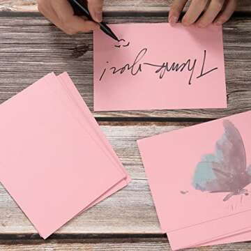 100 Pack Thick Paper Cardstock Blank Heavy Cards Stock for Invitations, Greeting Cards Making, Postcards, Photos, 250GSM Thick Paper (Pink, 4x6 inches)