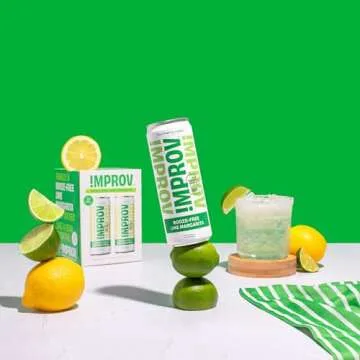 IMPROV Non-Alcoholic Craft Cocktails, Lime Margarita Mocktail, Vegan, Gluten Free, Zero Proof, Ready To Drink or as a Drink Mixer, 12oz Cans (4-Pack)