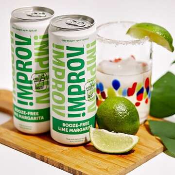 IMPROV Non-Alcoholic Craft Cocktails, Lime Margarita Mocktail, Vegan, Gluten Free, Zero Proof, Ready To Drink or as a Drink Mixer, 12oz Cans (4-Pack)