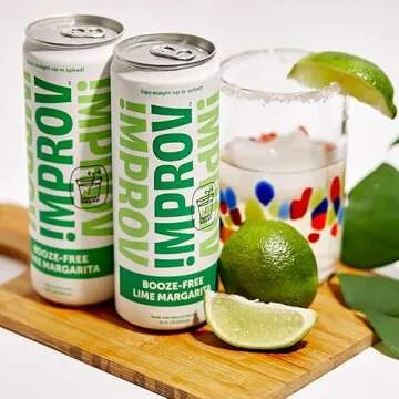 IMPROV Non-Alcoholic Craft Cocktails, Lime Margarita Mocktail, Vegan, Gluten Free, Zero Proof, Ready To Drink or as a Drink Mixer, 12oz Cans (4-Pack)