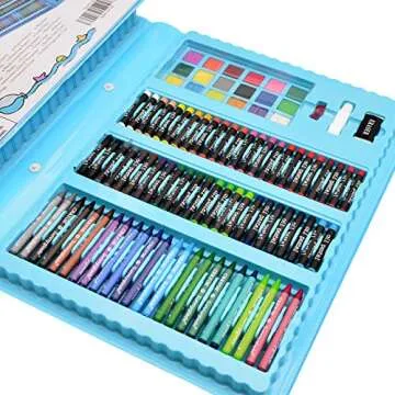 Sunnyglade 185 Piece Art Set for Kids - Double Sided Easel