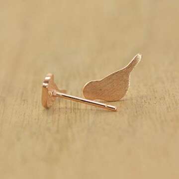 Joseph Brothers Sterling Silver Cute Birds Studs Earrings for Women, Rose Gold Plated