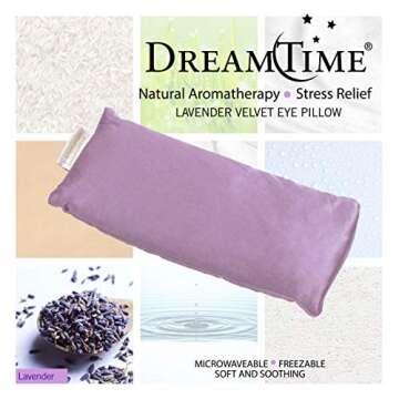 DreamTime Weighted Eye Pillow, Flaxeed Filling with Lavender Aromatherapy, Herbal Face and Sleep Mask, Cold Therapy, Soft Silky Spa Pillow for Relaxation and Meditation, Purple