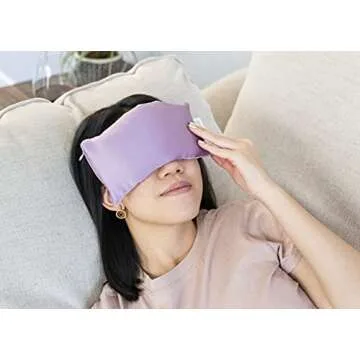DreamTime Weighted Eye Pillow, Flaxeed Filling with Lavender Aromatherapy, Herbal Face and Sleep Mask, Cold Therapy, Soft Silky Spa Pillow for Relaxation and Meditation, Purple