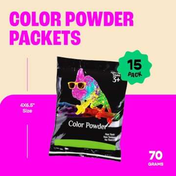 Chameleon Colors 70g Individual Color Powder Packs - 15 Pack - 15 Vibrant Colors - Non-Toxic & Glute...