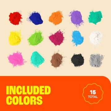 Chameleon Colors 70g Individual Color Powder Packs - 15 Pack - 15 Vibrant Colors - Non-Toxic & Gluten-Free - Great for Holi, Color Wars, Fun Run, Gender Reveal, Summer Camp & More