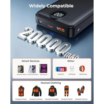 Glaais 20000mAh Heated Vest Battery Pack for All Weather