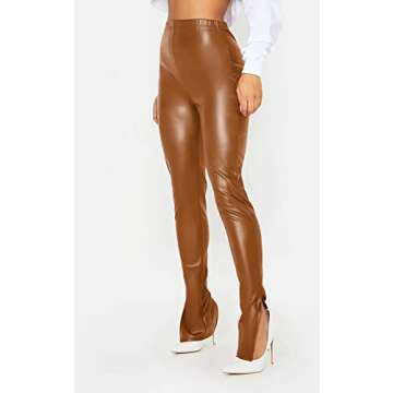HLSIN Women's Pleated PU Leather Pants for Chic Outfits