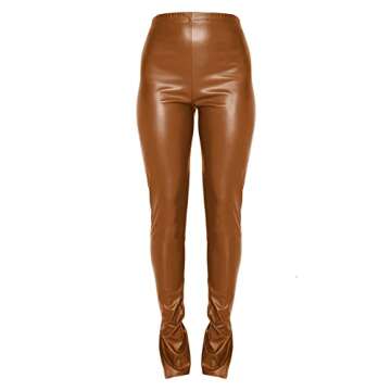 HLSIN Women's Pleated PU Leather Pants for Chic Outfits