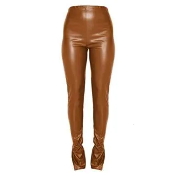 HLSIN Women's Pleated PU Leather Pants for Chic Outfits