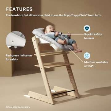 Stokke Tripp Trapp Newborn Set, Grey - Convert The Tripp Trapp Chair into Infant Seat for Newborns Up to 20 lbs - Cozy, Safe & Simple to Use - Compatible with Tripp Trapp Models After May 2003