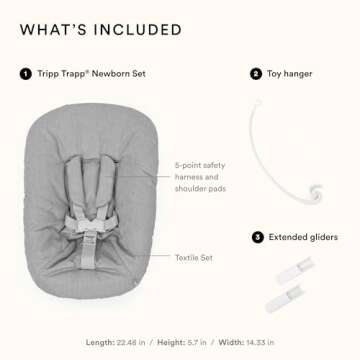 Stokke Tripp Trapp Newborn Set, Grey - Convert The Tripp Trapp Chair into Infant Seat for Newborns Up to 20 lbs - Cozy, Safe & Simple to Use - Compatible with Tripp Trapp Models After May 2003