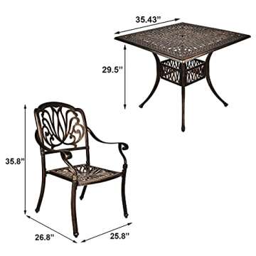 TITIMO Elegant Cast Aluminum Outdoor Dining Set for 4