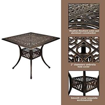 TITIMO Elegant Cast Aluminum Outdoor Dining Set for 4