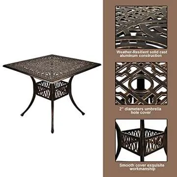 TITIMO Elegant Cast Aluminum Outdoor Dining Set for 4