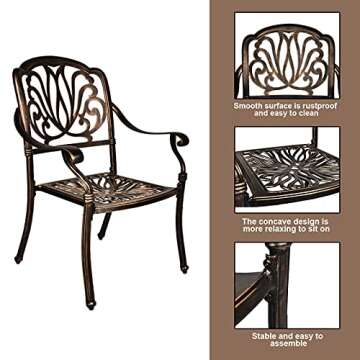 TITIMO Elegant Cast Aluminum Outdoor Dining Set for 4