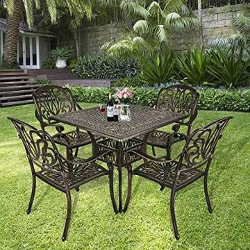 TITIMO Elegant Cast Aluminum Outdoor Dining Set for 4
