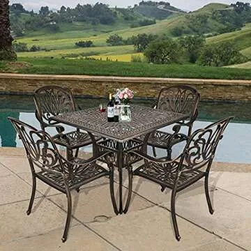 TITIMO Elegant Cast Aluminum Outdoor Dining Set for 4