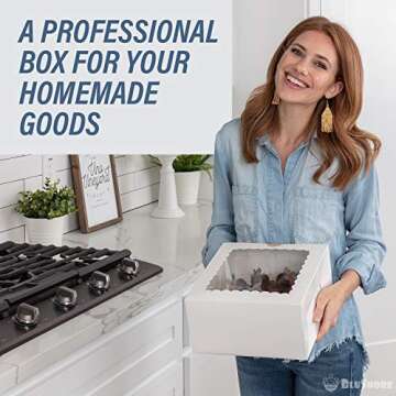 BLUSHORE Cake Boxes 10 Inch - Sturdy White 10 Inch Cake Box With Window and Sticker Seals - Bulk Boxes for Transport of Bundt Cake, Cheesecake, and More - Disposable Cake Containers - 10x10x5 Cake