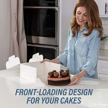 BLUSHORE Cake Boxes 10 Inch - Sturdy White 10 Inch Cake Box With Window and Sticker Seals - Bulk Boxes for Transport of Bundt Cake, Cheesecake, and More - Disposable Cake Containers - 10x10x5 Cake
