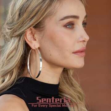 Senteria 925 Sterling Silver Hoop Earrings for Women Hypoallergenic Extra Large Silver Hoop Earrings...