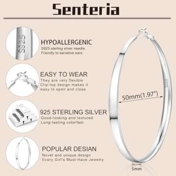Senteria Hypoallergenic Sterling Silver Hoop Earrings