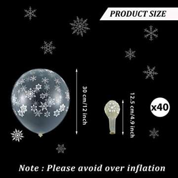 40 Pieces Clear Snowflake Balloons Winter Transparent Snowflake Latex Balloons for Christmas Birthda...
