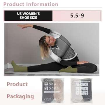 lilisilk 6 Pairs Pilates Socks with Grips for Women-Non-Slip Yoga Socks for Ballet Dance Barefoot Workout Pregnant Crew Socks