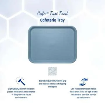 Carlisle FoodService Products CT101459 Café Standard Cafeteria / Fast Food Tray, 10" x 14", Slate Blue