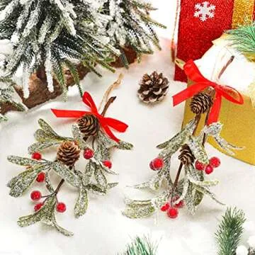 Giegxin Christmas Artificial Mistletoe Ornament - 2 Pack