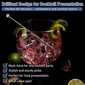 36 Pieces Cocktail Picks Stainless Steel Martini Picks 4, 6, 8, Inch Stainless Steel Appetizer Drink Sticks Cocktail Toothpicks for Hamburger Birthday Party Home Bar