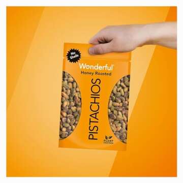 Wonderful Pistachios No Shells, Honey Roasted Nuts, 11 Ounce Resealable Bag, Protein Snacks, Gluten Free, Healthy Snacks