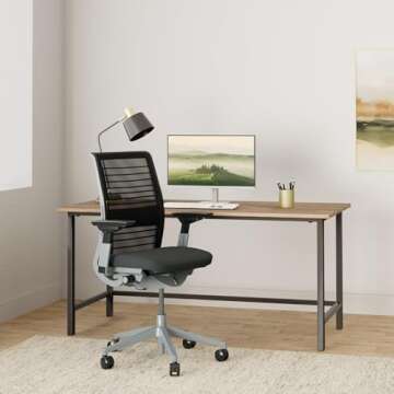 Steelcase 3D Knit Think Chair, Platinum Frame, Licorice