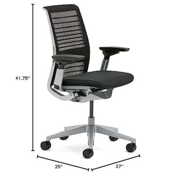 Steelcase 3D Knit Think Chair, Platinum Frame, Licorice