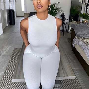 LuFeng Women's Sexy Sleeveless Zipper Jumpsuit