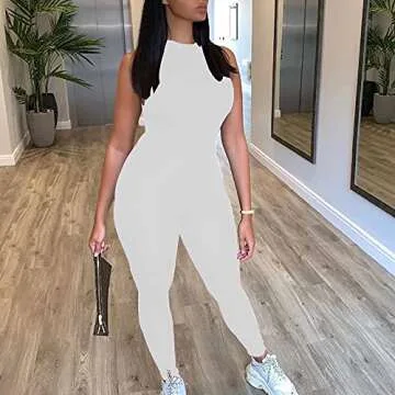 LuFeng Women's Sexy Sleeveless Zipper Jumpsuit