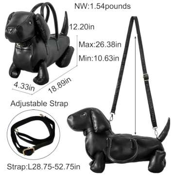 Women Fun Dog Shaped Crossbody Shoulder Bag Handbag PU Leather Unique Novelty Dog Shaped Purse(1 Brown)